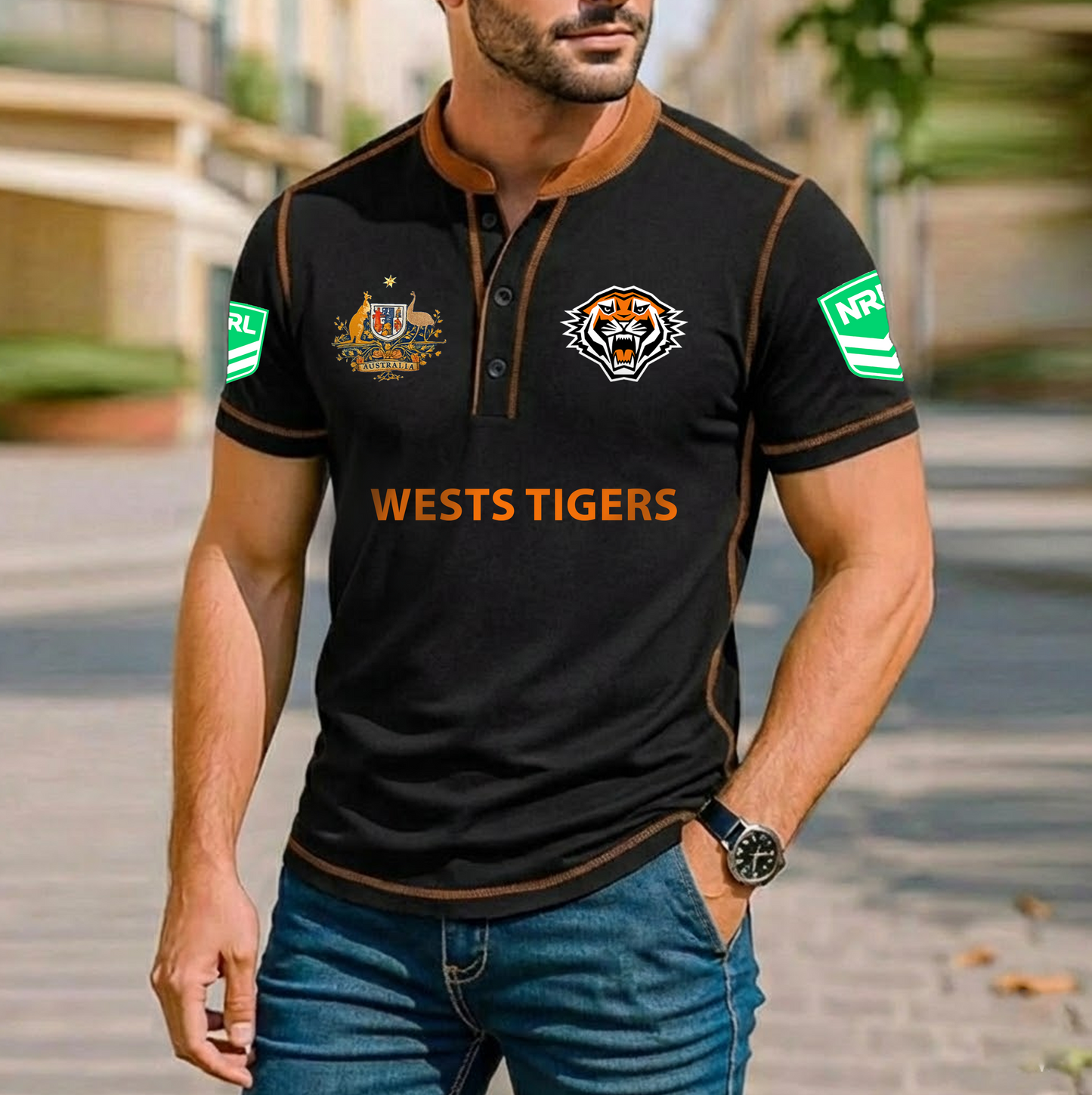 PREMIUM NRL X WT ROYAL HENLEY SHIRT FOR NEW YEAR NDT VHM