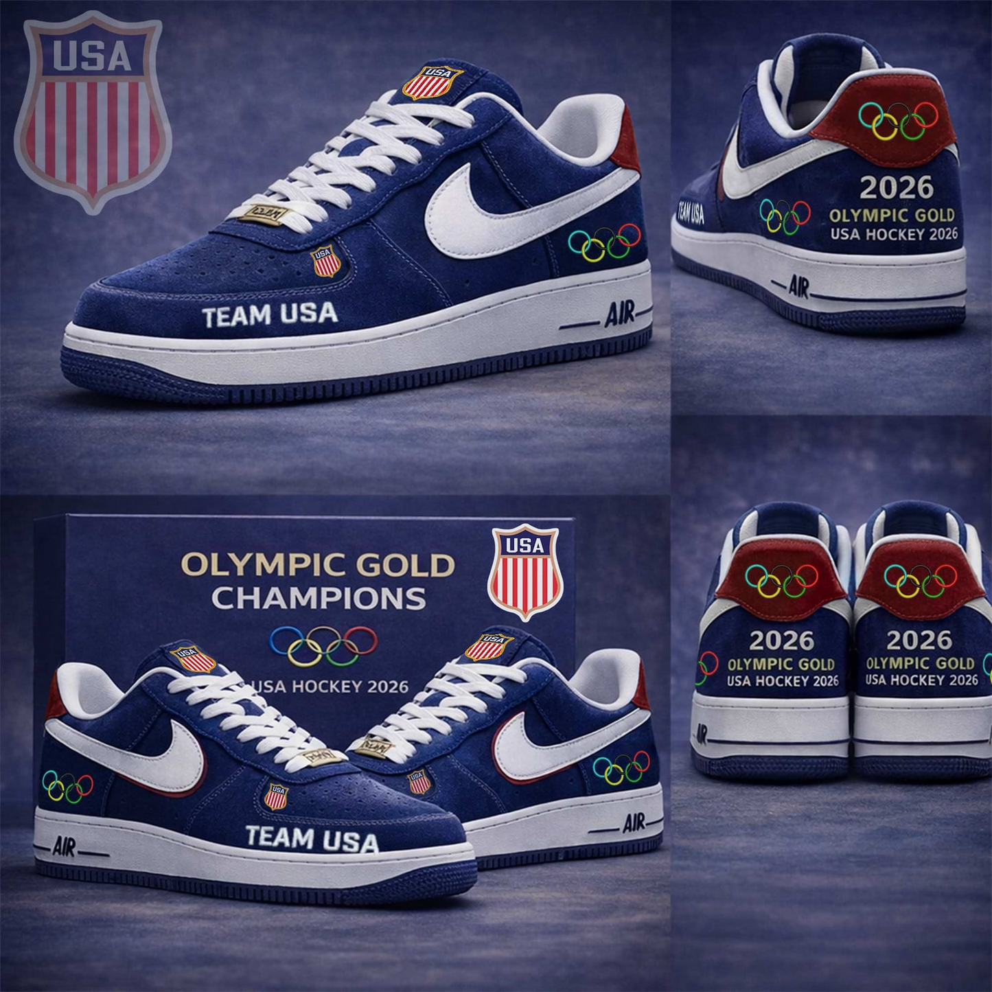 Premium Olympic USA Ice Hockey Champions 2026 AF1 SNEAKER V1 NMD TTV
