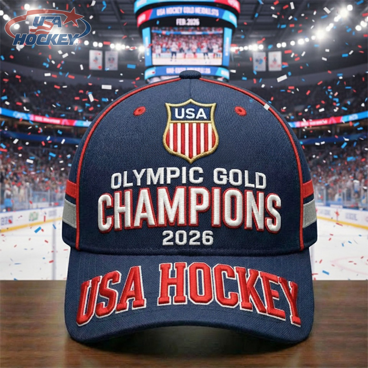 Premium Olympic USA Ice Hockey Champions 2026 Cap V6 NMD TTV