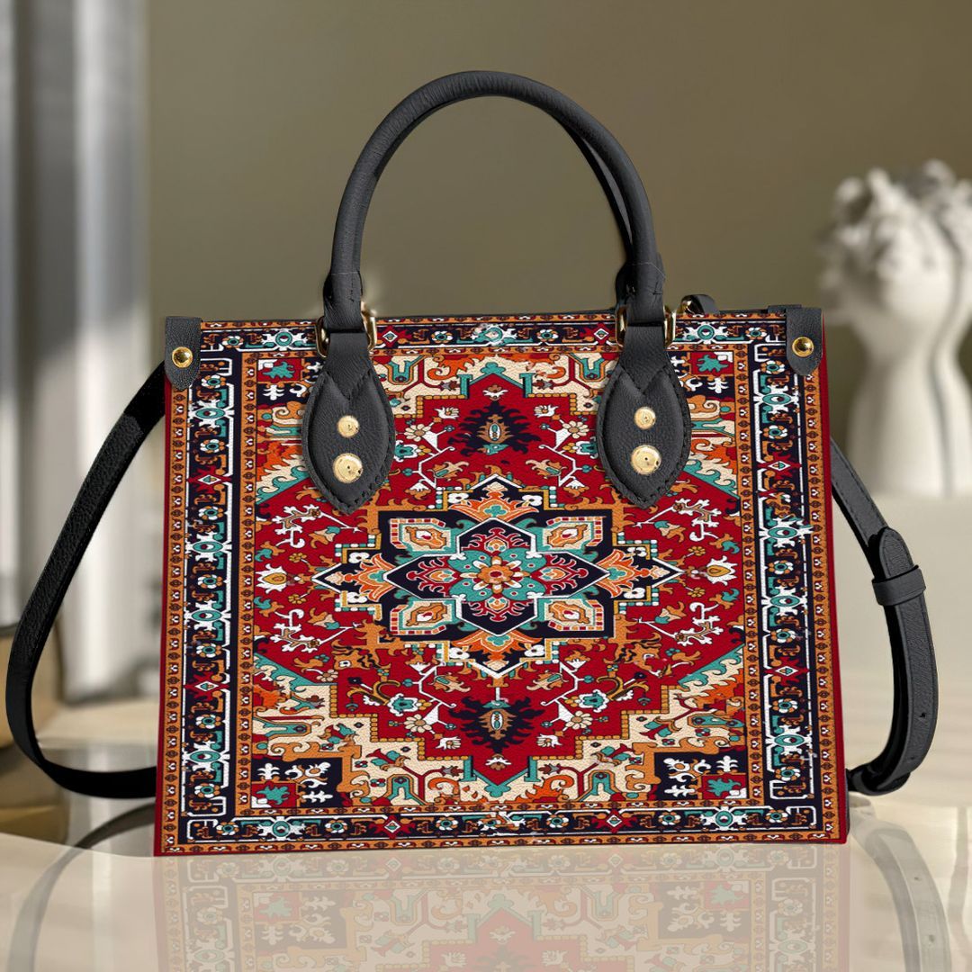 Persian Tribal Flower Leather Bag Handbag | Tote Bag | Leather Tote For Women