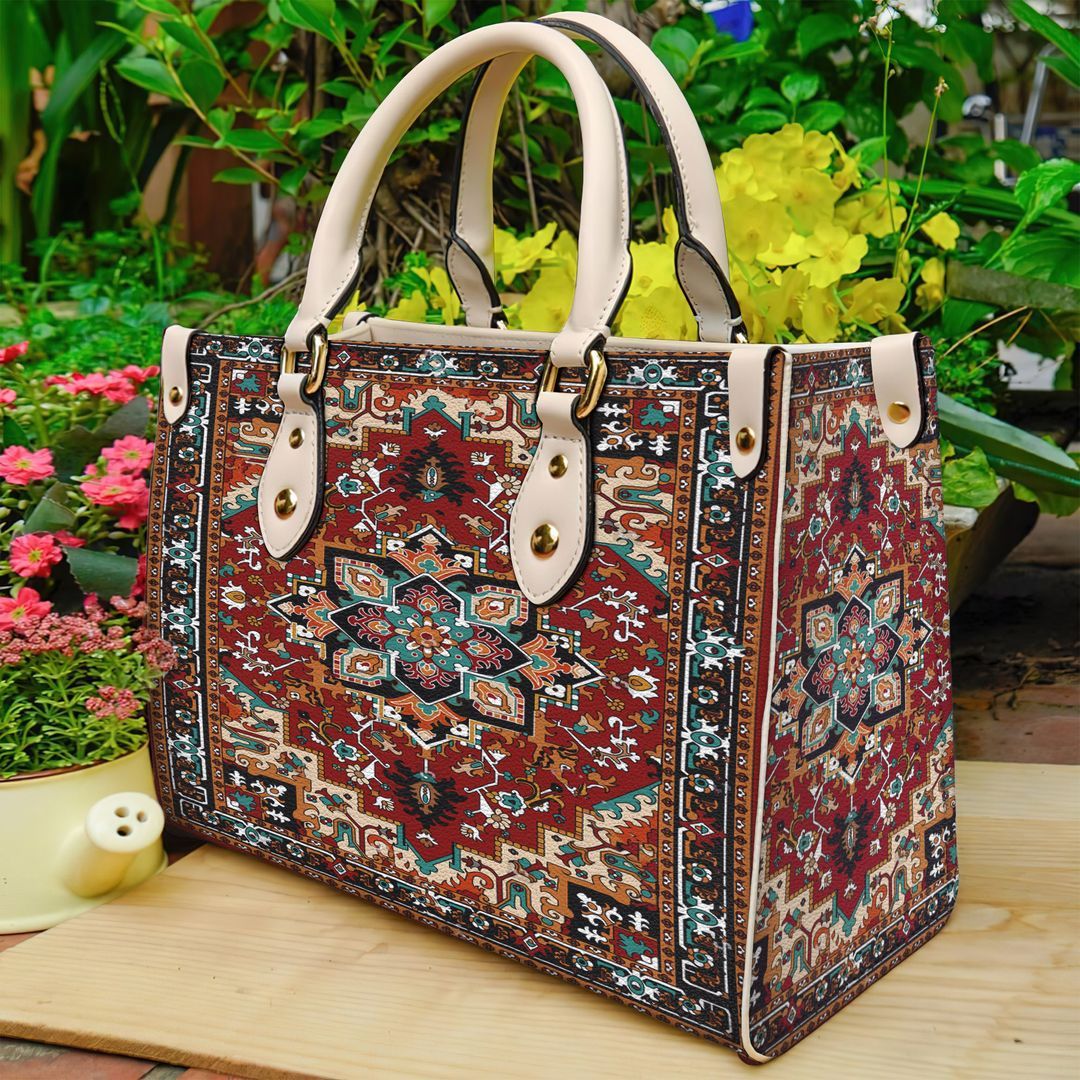 Persian Tribal Flower Leather Bag Handbag | Tote Bag | Leather Tote For Women