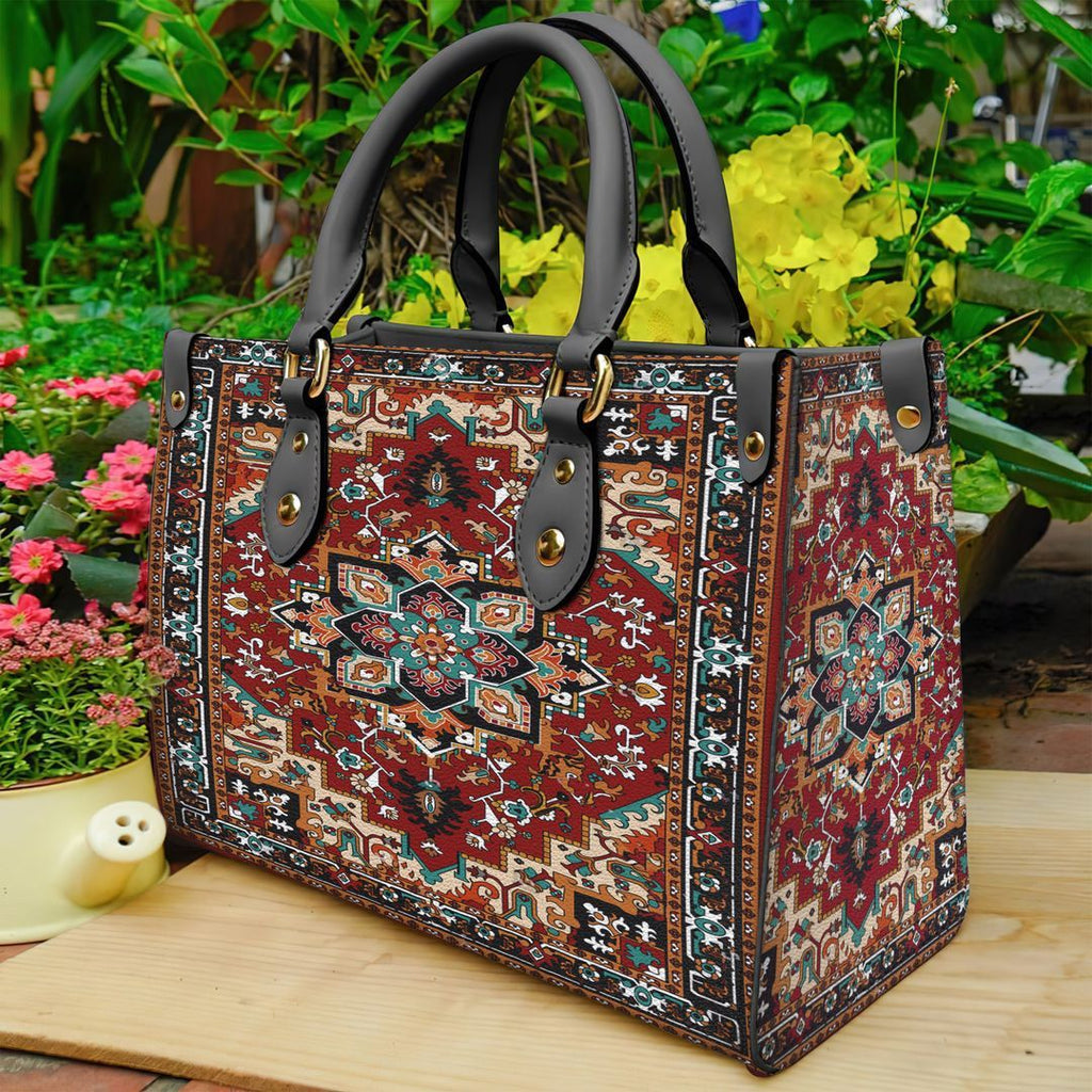 Persian Tribal Flower Leather Bag Handbag | Tote Bag | Leather Tote For Women
