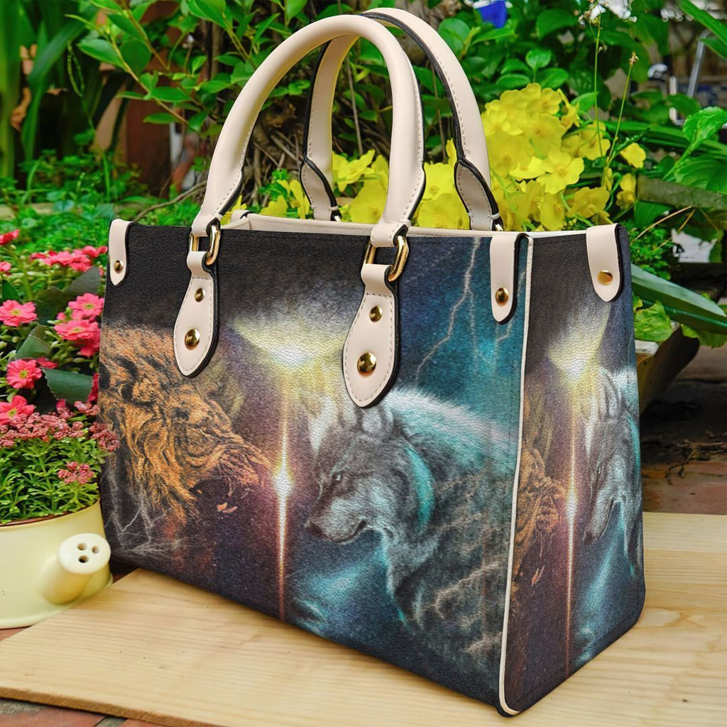 Lion And Wolf Leather Bag Handbag | Tote Bag | Leather Tote For Women