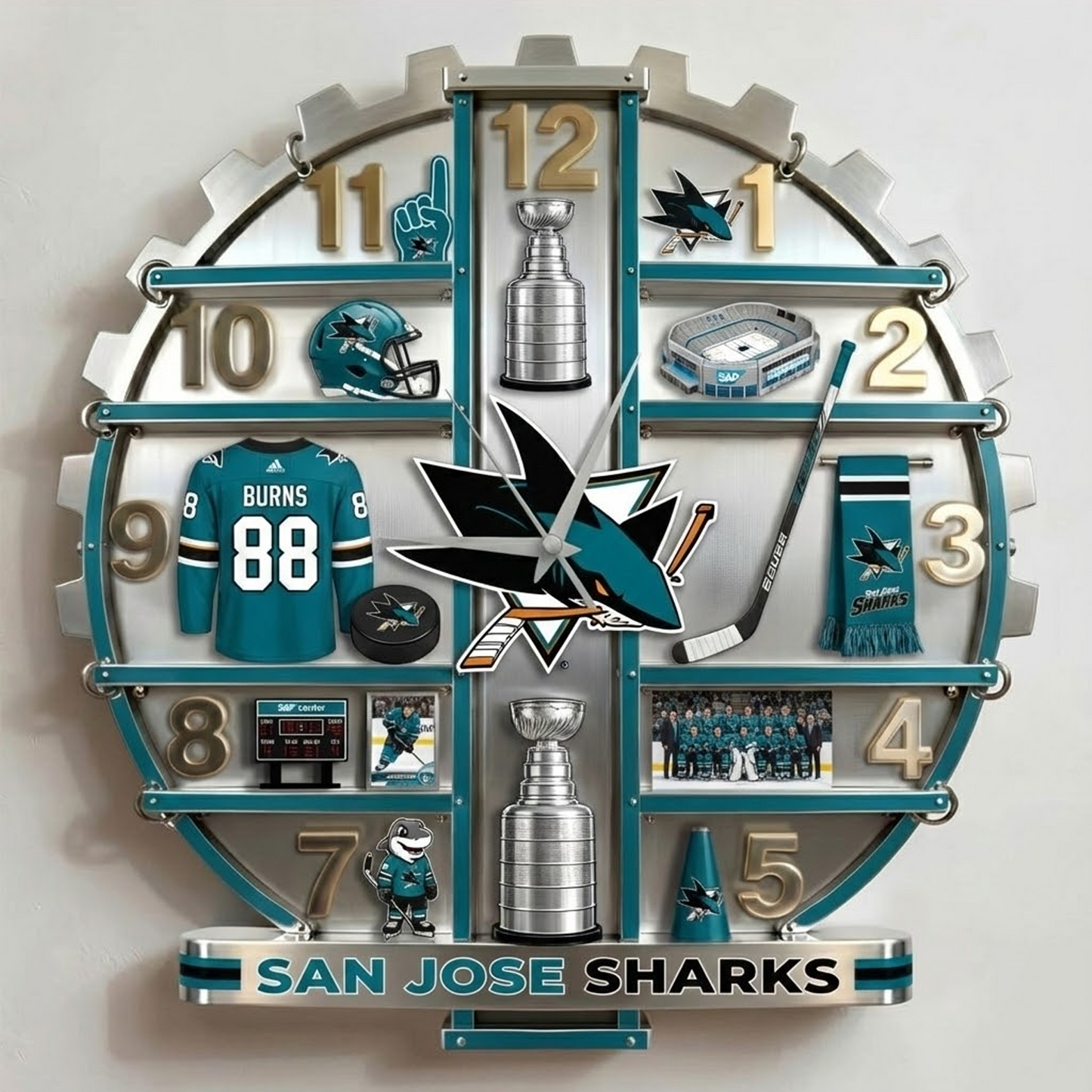 SJS X NHL Home Decorative 3D Visual Effect Acrylic Wall Clock NAK NHT