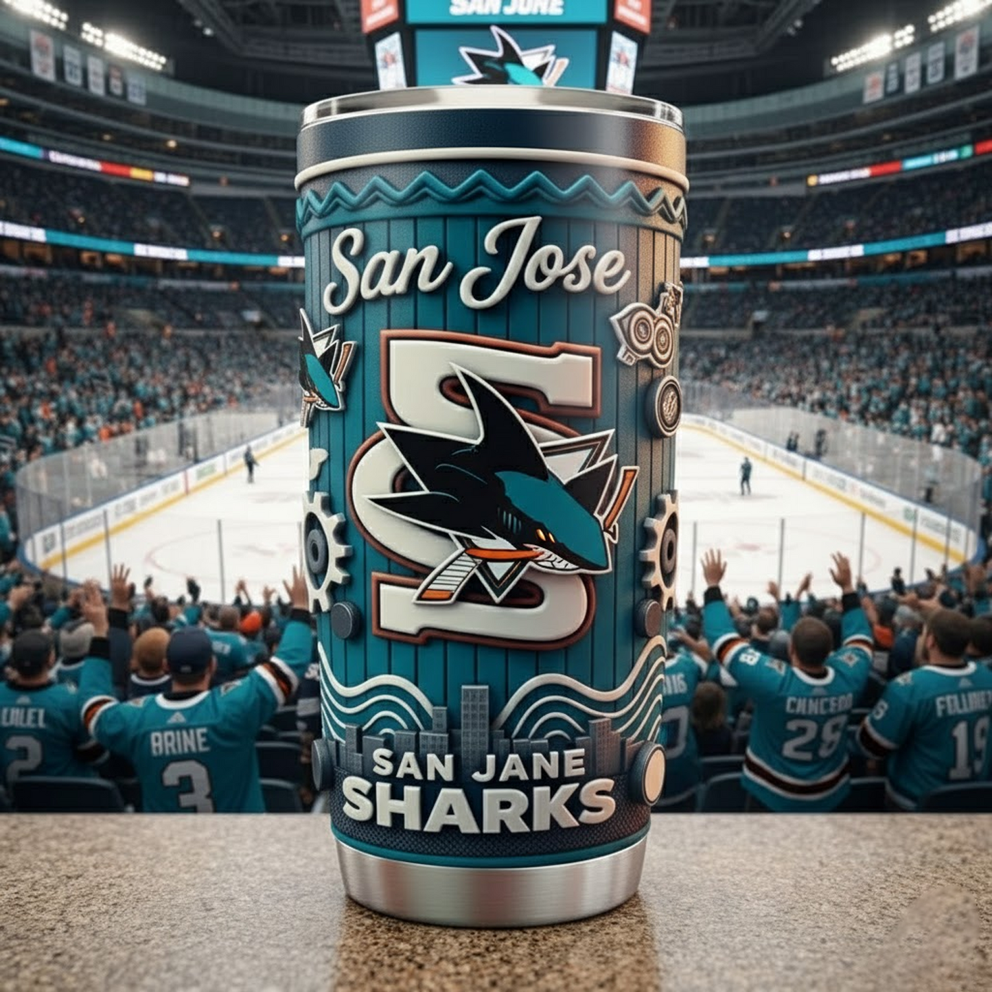SJS X NHL mascot-shaped thermal mug NAK NHT