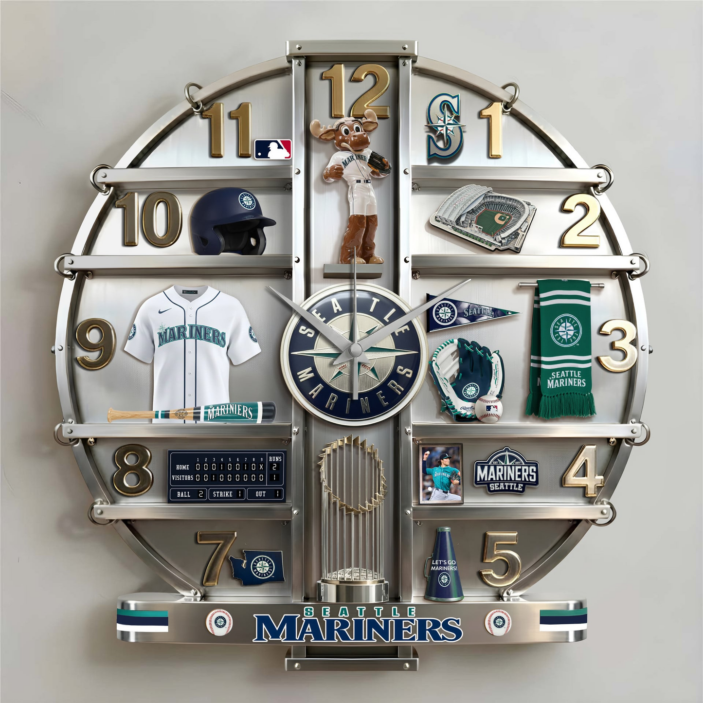 SM x MLB Home Decorative 3D Visual Effect Acrylic Wall Clock NAK CTKT
