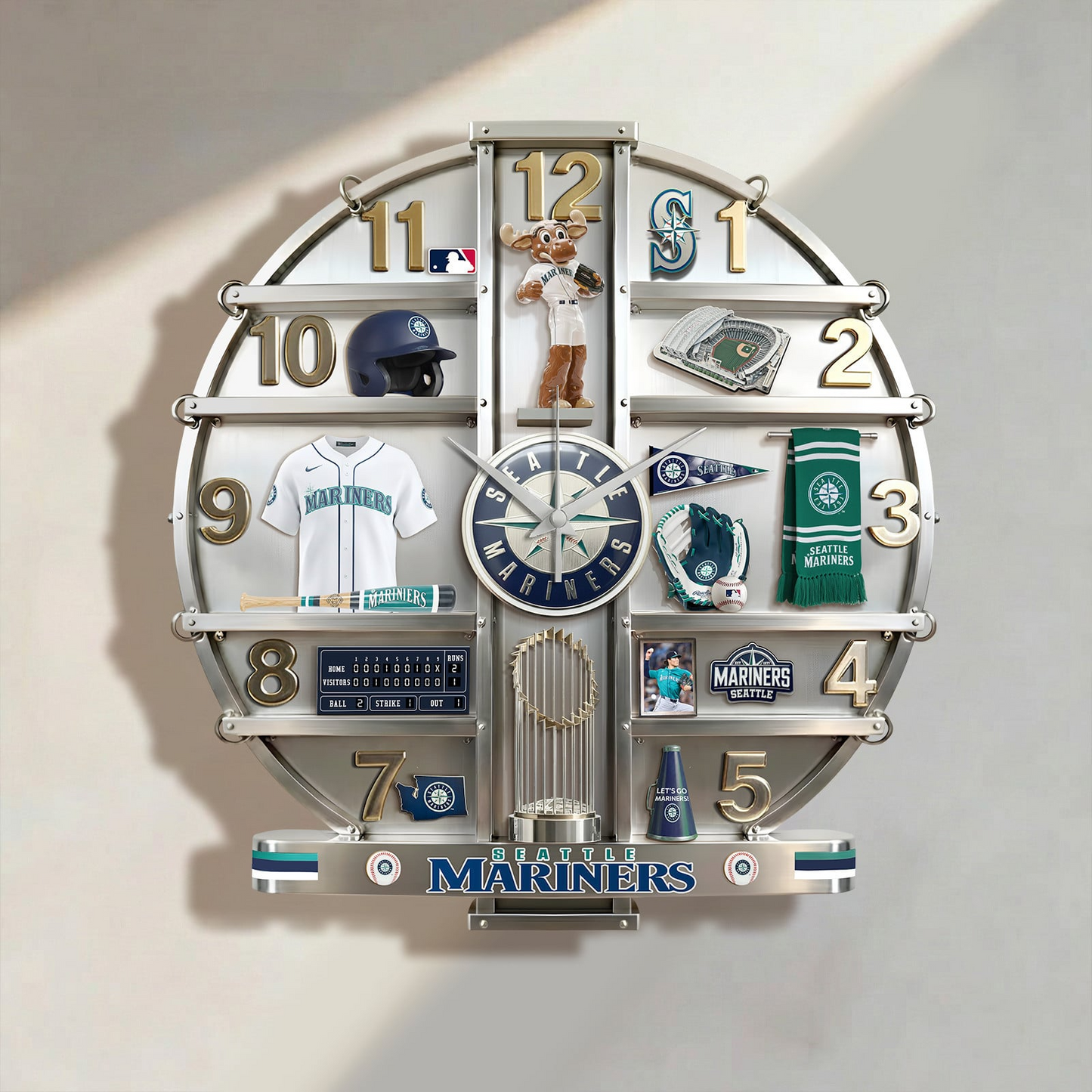 SM x MLB Home Decorative 3D Visual Effect Acrylic Wall Clock NAK CTKT