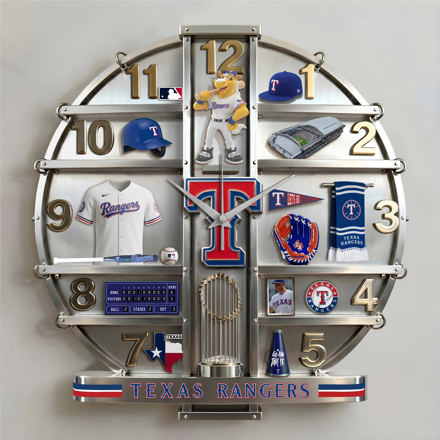 TR x MLB Home Decorative 3D Visual Effect Acrylic Wall Clock NAK CTKT