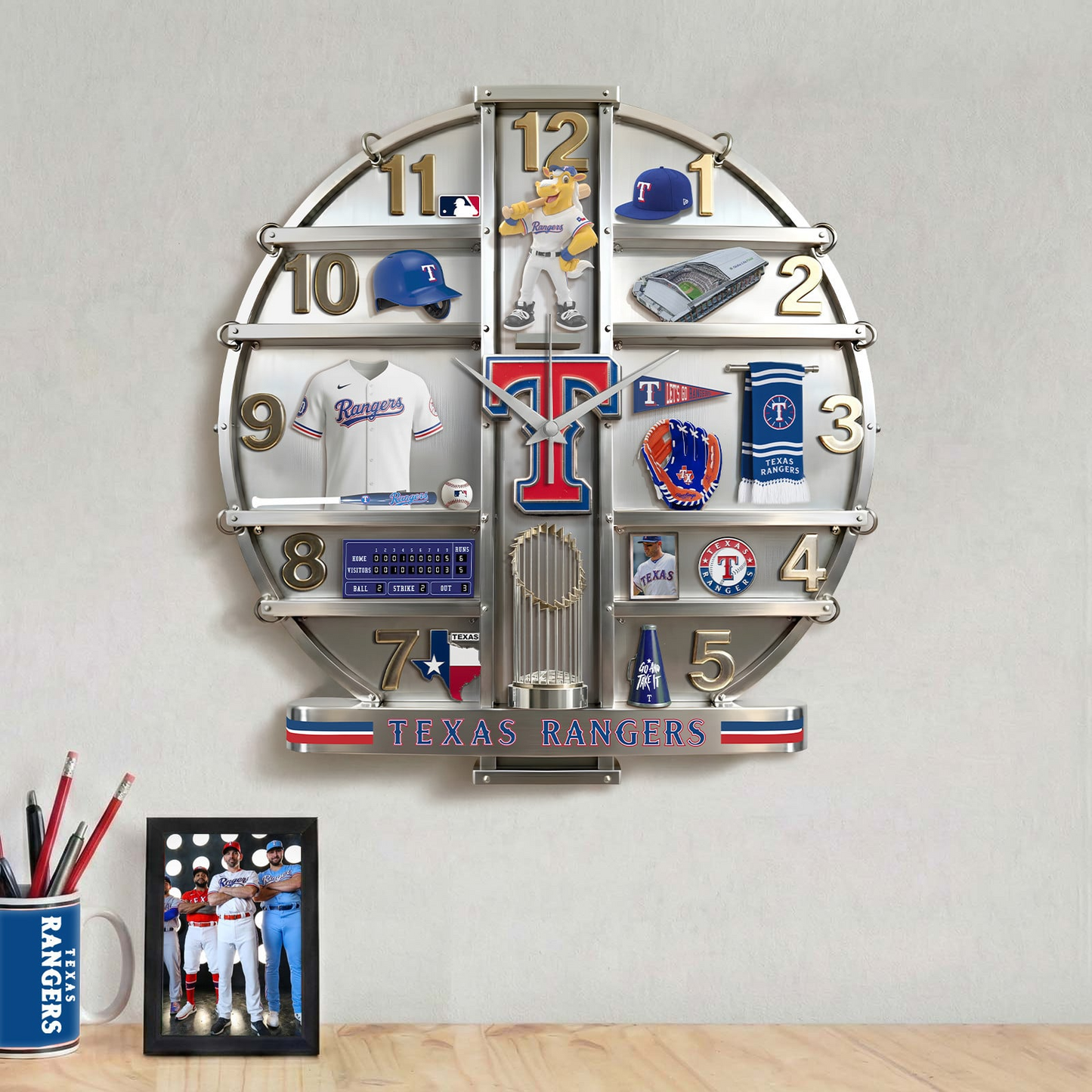 TR x MLB Home Decorative 3D Visual Effect Acrylic Wall Clock NAK CTKT