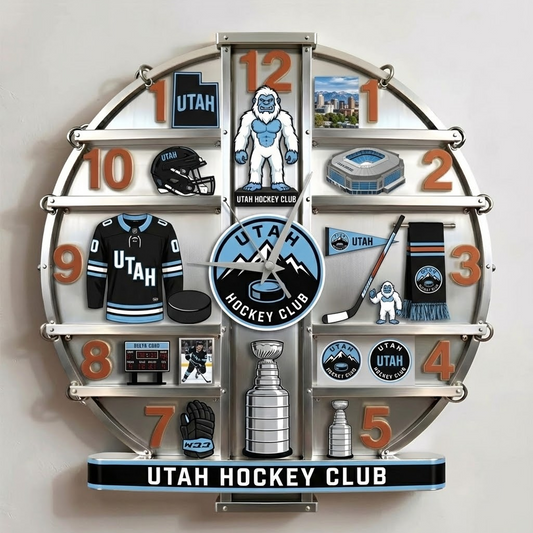 UTA X NHL Home Decorative 3D Visual Effect Acrylic Wall Clock NAK NHT
