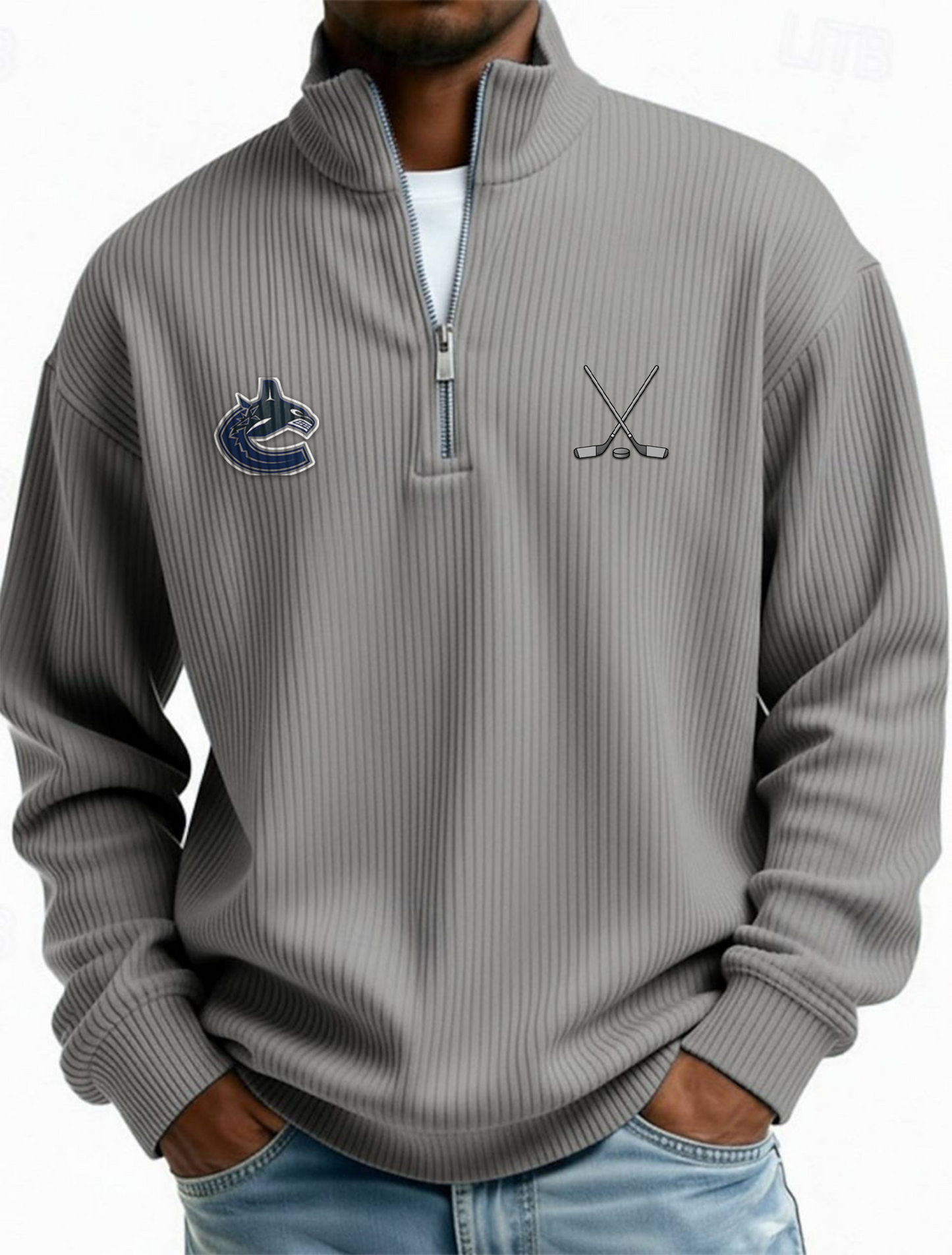 VAN NHL Men's Causal Quarter Zip Long Sleeved Sweatshirt V1 NAK PTTD