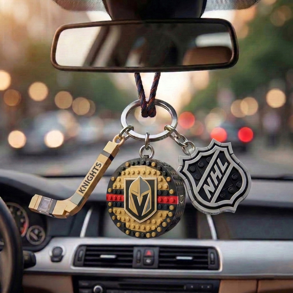 VGK x NHL Building Blocks Hockey Puck Car Mirror Hanging NAK TTT
