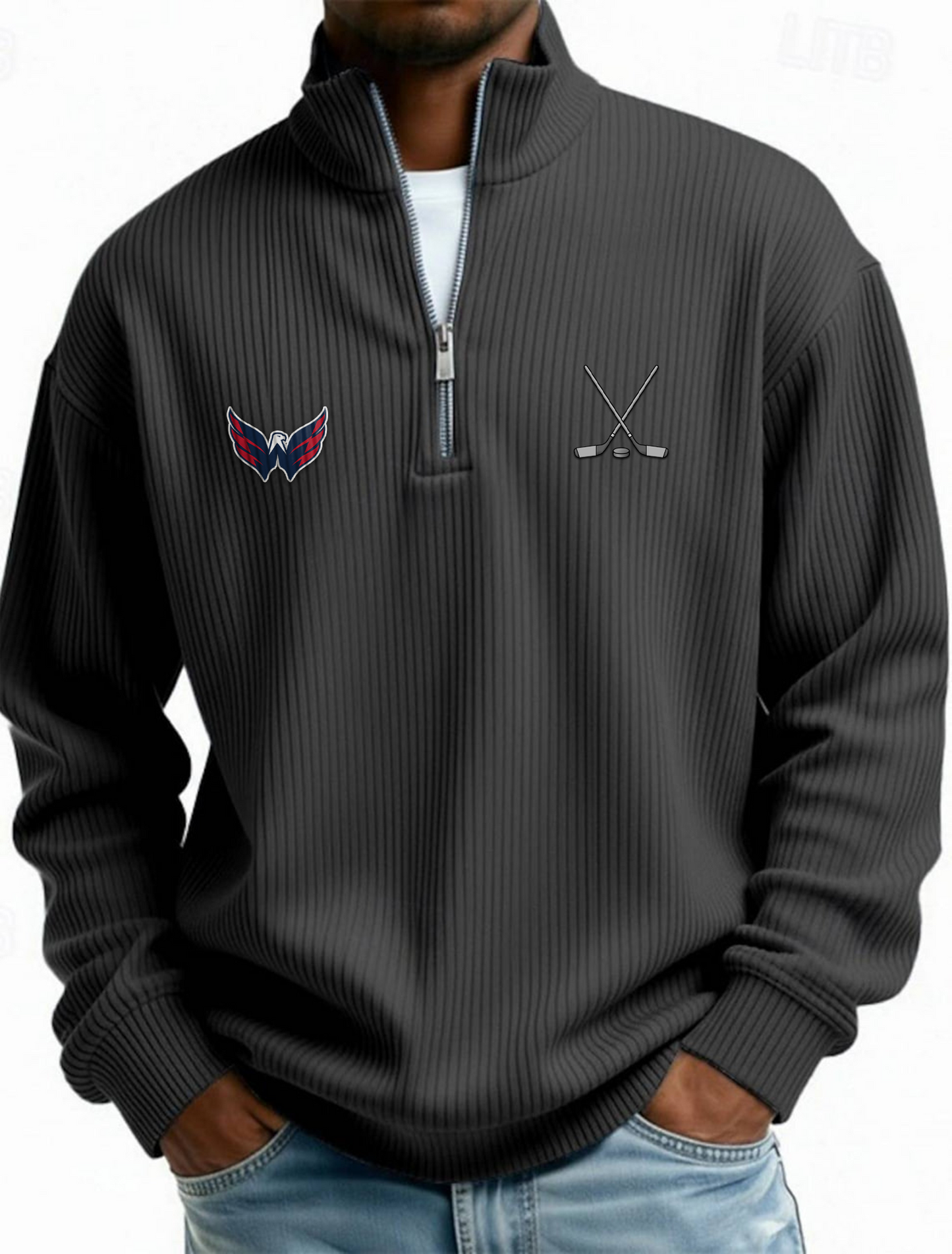 WAS NHL Men's Causal Quarter Zip Long Sleeved Sweatshirt V1 NAK PTTD