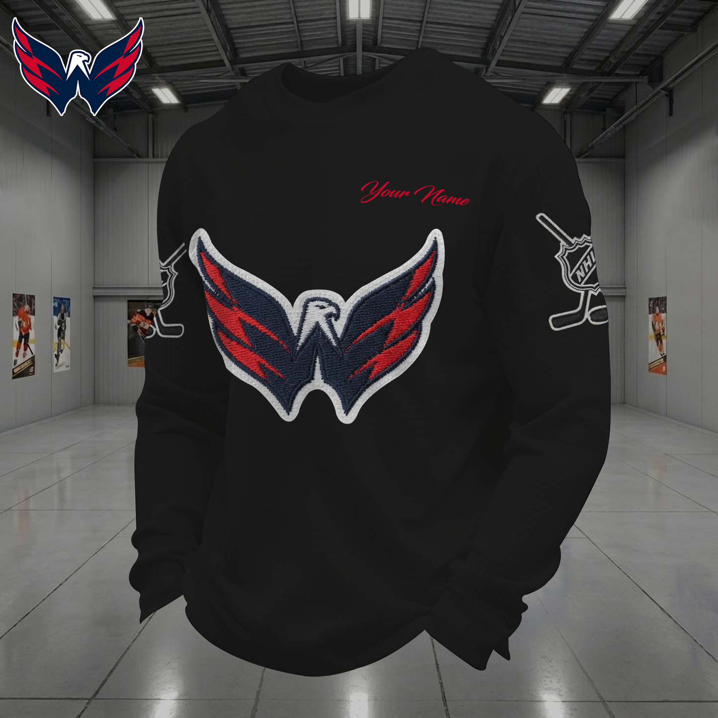 WAS X NHL Men Football Waffle Long Sleeve T-Shirt V1 NAK NHT