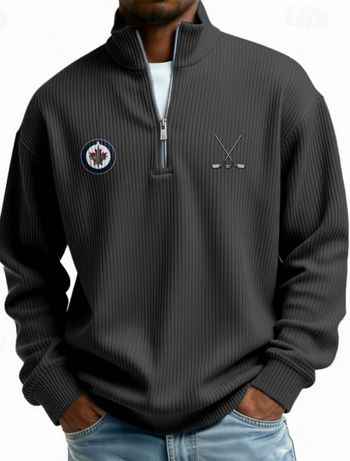 WIN NHL Men's Causal Quarter Zip Long Sleeved Sweatshirt V1 NAK PTTD