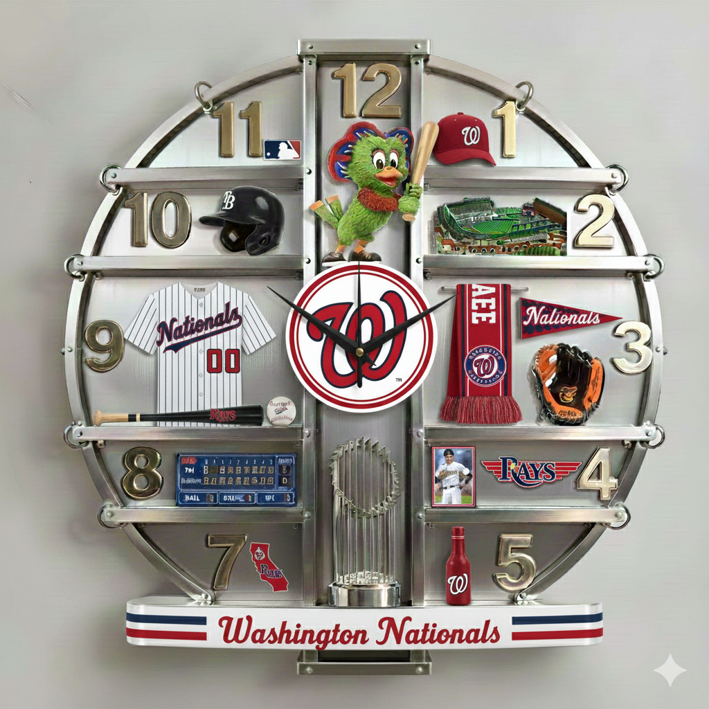 WN x MLB Home Decorative 3D Visual Effect Acrylic Wall Clock NAK CTKT