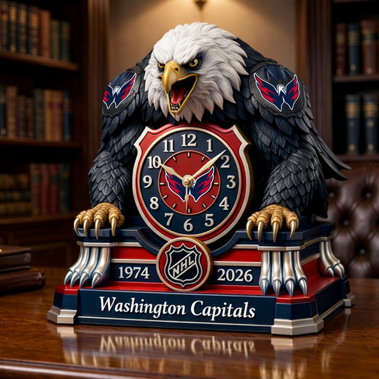 WSH x NHL Display clock featuring the hockey mascot NAK NHT